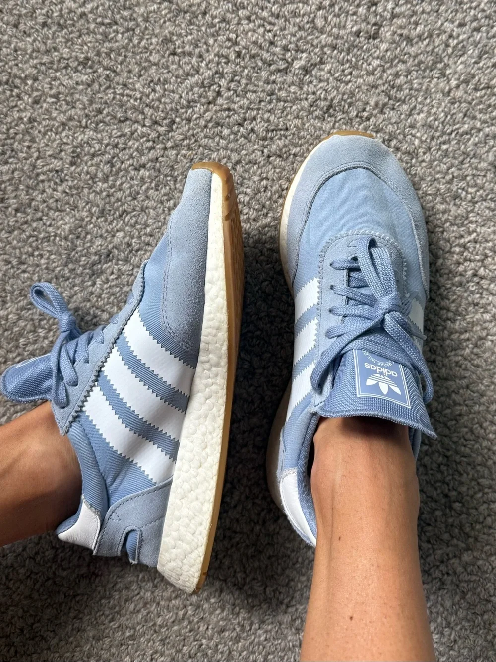 adidas Originals Light Blue and White Women's Retro Runner Sneakers
